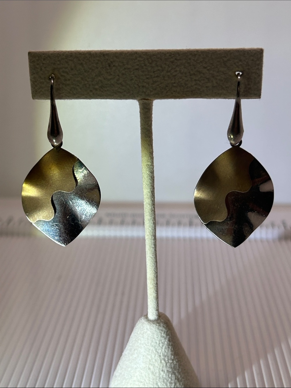 Sterling Silver Wavy Drop Earrings - Silver